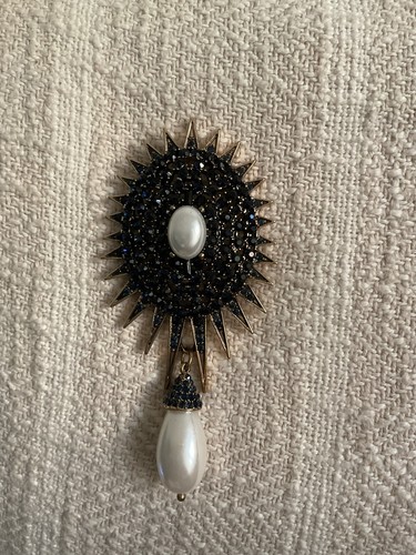Broche soleil strass bleu - soleil,