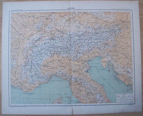 Carte géographique des alpes - carte,