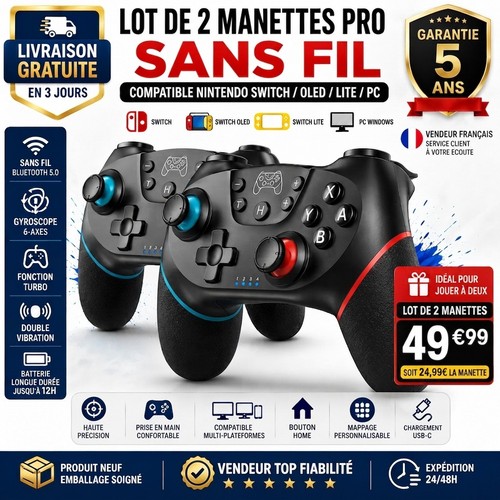 Manette pro sans - sans, fil