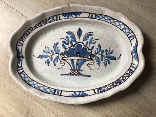 Ancien plat ovale faïence - plat,