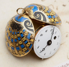 Miniature SHELL SHAPE 18k GOLD & ENAMEL VERGE FUSEE Antique Pocket Watch