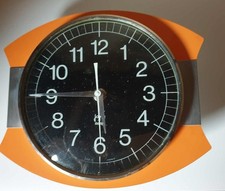 Pendule Horloge Murale Formica  Japy Orange Vintage Année 50 60 70
