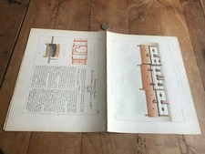 gravure ancienne architecte N1255 maison de cultivateur avec écurie et etable 