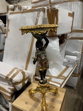 MagnifiqueTable sellette ancienne polychrome et or en bois sculpté parfait état 