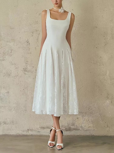 Robe blanche midi élégante - blanche,
