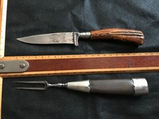 couteau ancien GG LEYKAUF set de chasse antique knife fork coltello messer XIXe