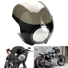 Moto Fumée 5 3/4"phare Carénage Pare-Brise Pour Harley Café Racer Sportster Dyna