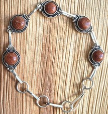 Bracelet pierre précieuse en pierre de soleil brillante plaqué argent sterlin...