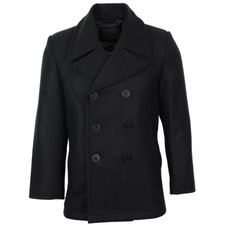 Manteau noir US Navy Pea - Veste en laine marine am?ricaine Pardessus