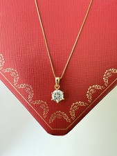 Collier Pendentif • Diamant Véritable • argent Plaqué Or Blanc • Neuf • 45 cm