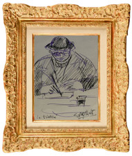 Edouard RIGHETTI (1924-2001) BELLE SCENE ANIMEE LE JOUEUR DE TIERCE (15)