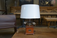 Ancien Téléphone en bois modèle Marty 1910 en lampe de Table