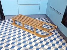 ANCIEN-GRAND LUGE BOIS-VINTAGE-La HUTTE-DéCO-CHALET-MONTAGNE-111cm