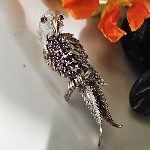 Broche vintage perroquet - broche,