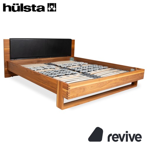 Hülsta bois lit cuir marron - bois,