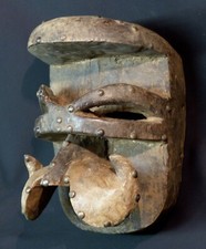 B Art Africain masque très ancien guerrier Tribu Wé Guere Cote d'Ivoire 28c1.6kg