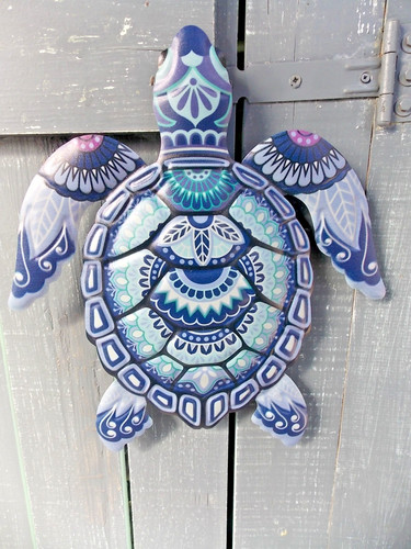 Jolie tortue bleue - en, métal