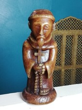 Statue de moine en cire ancien signée