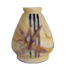 MAGNIFIQUE RARE PETIT VASE VIANNE PÂTE DE VERRE DECOR BAMBOU JAPONISANT 