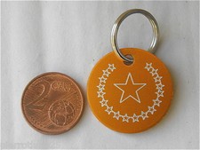 1 MÉDAILLE GRAVEE etoile orange chat chien 25 mm harnais gravure offerte