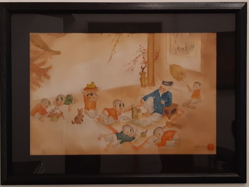 Peinture sur soie tran - sur, de