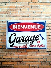 plaque métal garage mes outils mes règles - idée cadeau - fan de voitures - auto