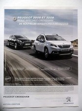 PUBLICITE-ADVERTISING :  PEUGEOT 2008 3008 Crossway, blanche noire 2015 Voitures