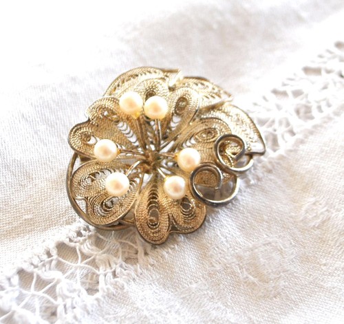 Broche vintage plaqué argent