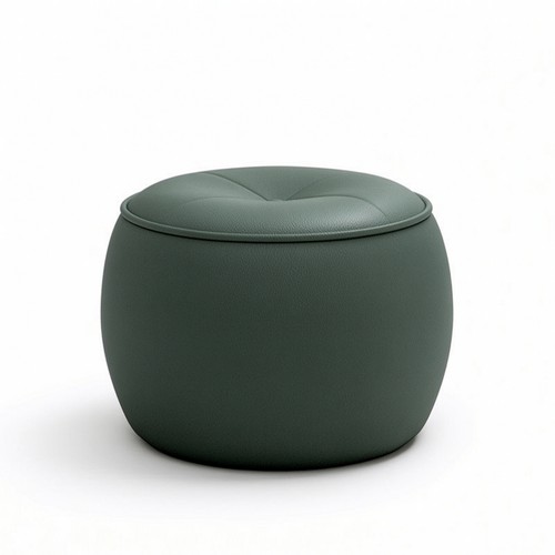 Pouf rond capitonné - capitonné,