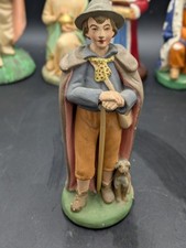 Ancien gros santon jeune berger et son chien crèche Jésus Noël Hauteur 17 cm 