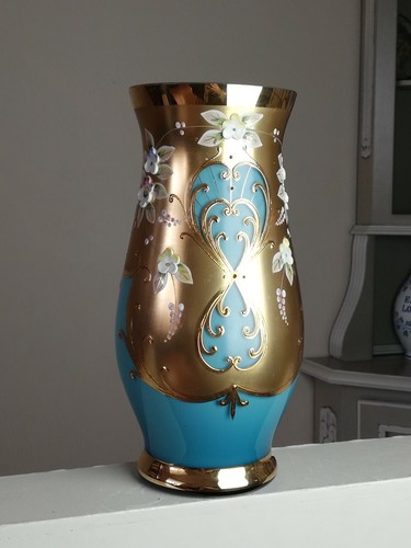 Vase opaline bleu cristal - vase, en