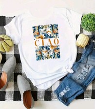 Tee-shirt Femme taille L  Décontracté Italie Ciao Imprimé Neuf