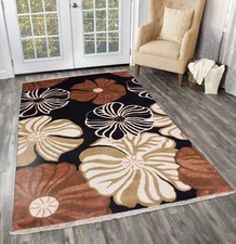 Tapis En Laine Naturelle Marron Contemporain Noué À La Main Pour Salon 3x5 Pieds