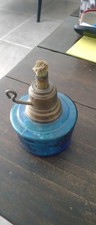 Ancien pied de lampe à pétrole, bleu turquoise