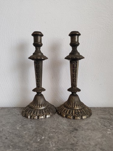 Bougeoirs métal argenté - bougeoirs,