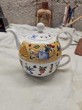 Ensemble de Théière Tasse Porcelaine Crown Trent Uk Limited Garden Tea