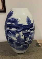 Grand Vase  porcelaine blanc bleu Chine
