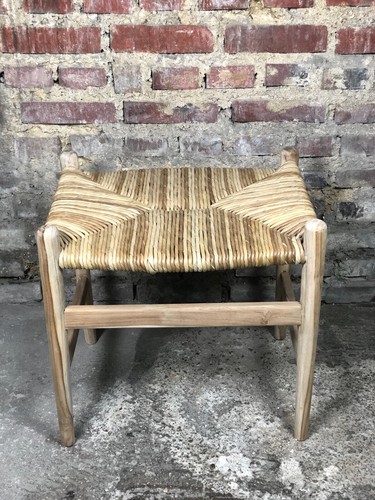 Tabouret paillé teck brut - en,