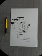 LUDO BORECKI ORIGINAL ART DESSIN ORIGINAL SUR FEUILLE EN TRÈS BON ÉTAT