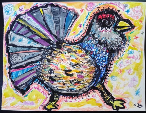 Tableau peinture oiseau grand - tableau,