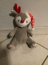 O/ Doudou Peluche Tom & Kiddy Cerf Renne Père Noël Rouge Gris Bonnet Nez Sapin