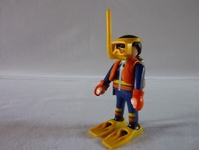 PLAYMOBIL POMPIER EN TENUE DE PLONGEE SAUVETAGE MER OCEAN BATEAU PERSONNAGE