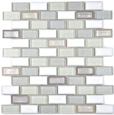 Mosaïque translucide brique céramique verre vieille blanc 83IC-0121_f |10plaques