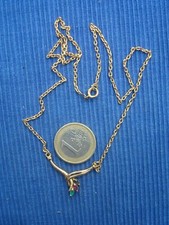 B25 Joli Collier Plaqué Or Poinçonné Saphir Rubis Emeraude Lot Bijou 