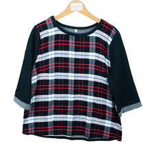 carreaux haut femme taille 4 rouge noire top dames ladies checked 59% polyester