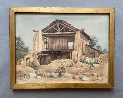Ruine aquarelle signée - ruine,,