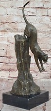 Bronze mountain lion sculpture - bronze,