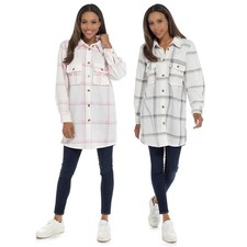 Femmes Polaire Carreaux Shacket Très Grand Chemise Veste avec Poches Chaud Hiver