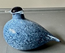 OISEAU Verre OIVA TOIKKA NUUTAJÄRVI Finland Blue-gray Bird Glass Figurine Design