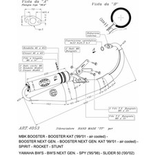 Echappement Complete Leovince HM Tt Alu Mbk Booster/Next Generation 1988 > 1999